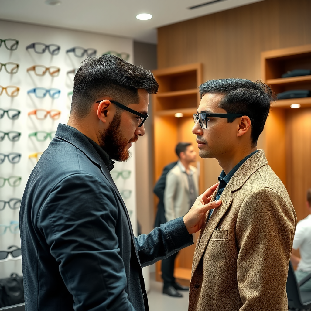 プロフェッショナルなフィッティングエリアで、スペシャリストが顧客と詳細な対面評価を行っている様子